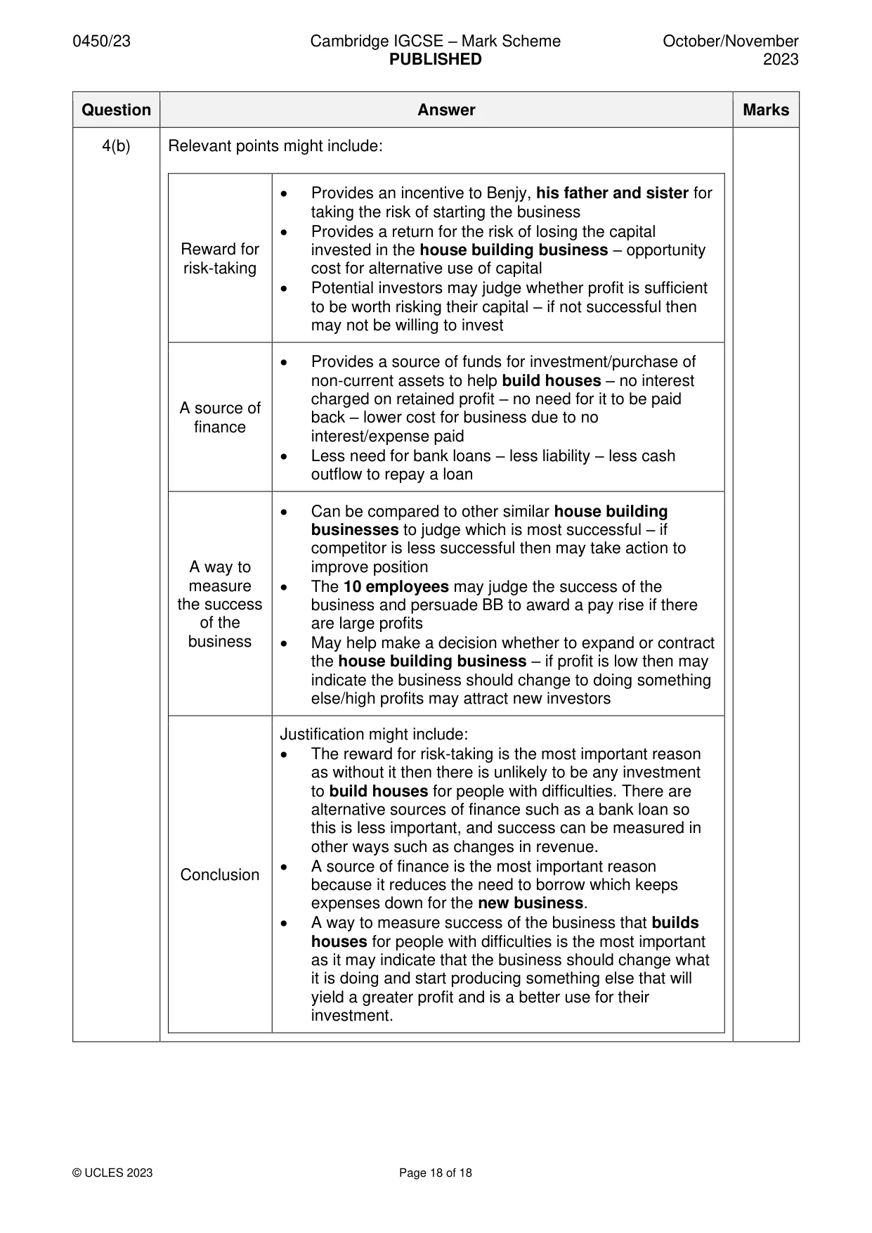Mark scheme, page 18 of 18