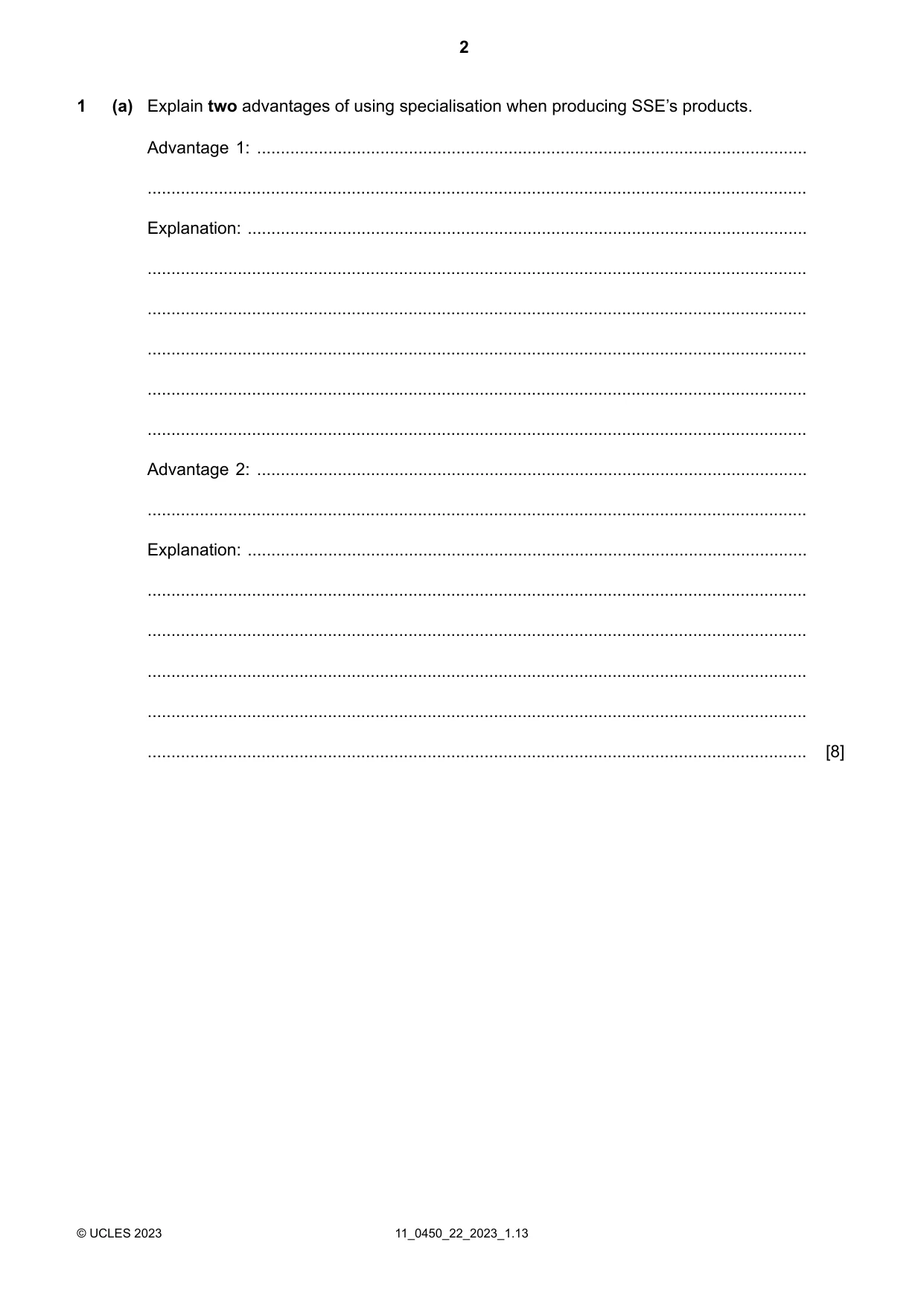 Cambridge IGCSE Business Studies 0450 2023 Oct/Nov Paper 2 · Variant 2 question paper, page 2 of 12