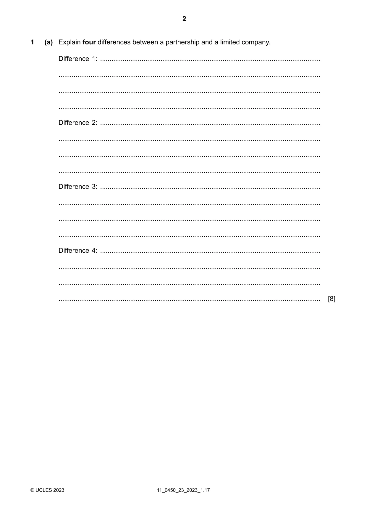 Cambridge IGCSE Business Studies 0450 2023 Oct/Nov Paper 2 · Variant 3 question paper, page 2 of 12