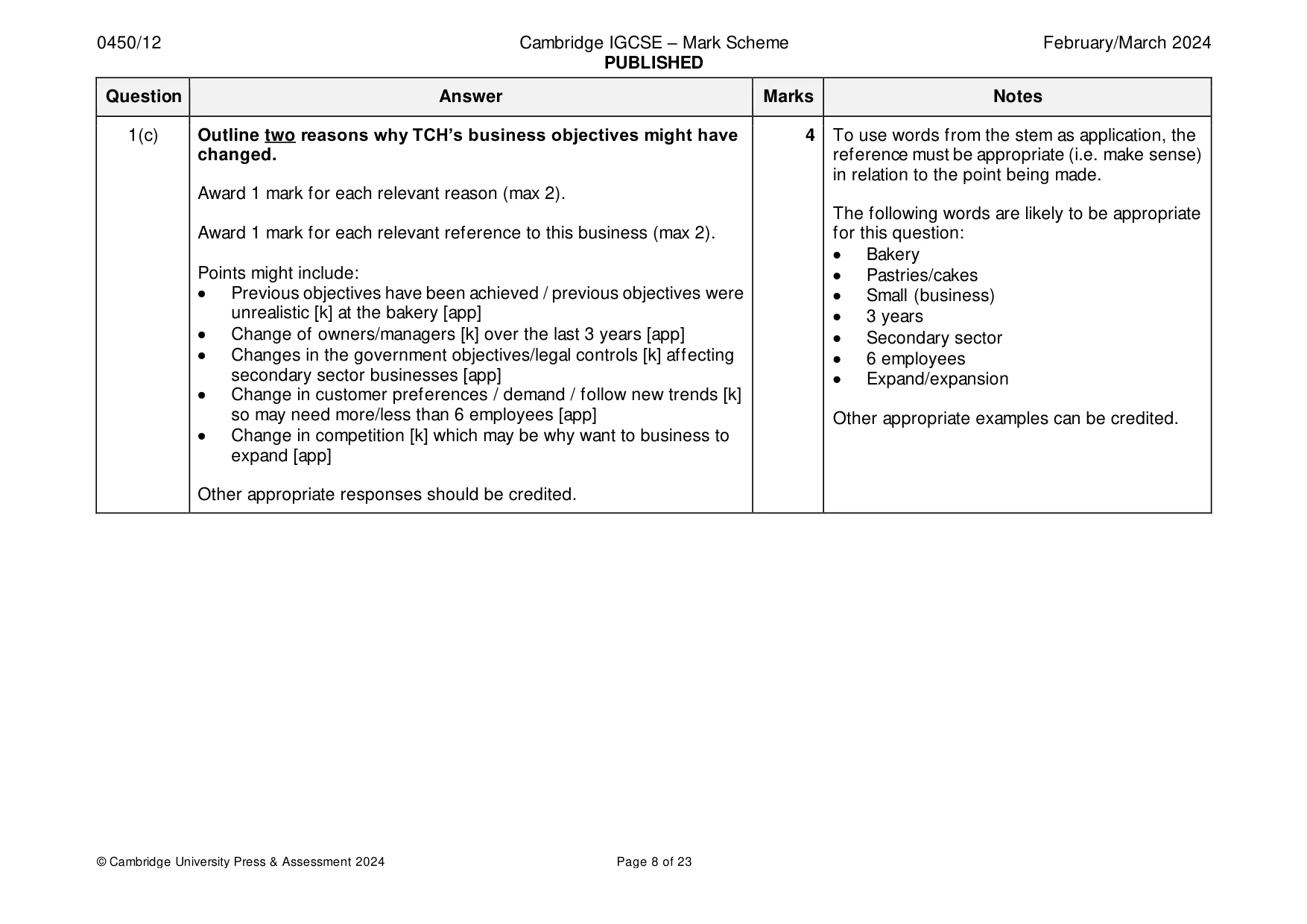 Mark scheme, page 8 of 23