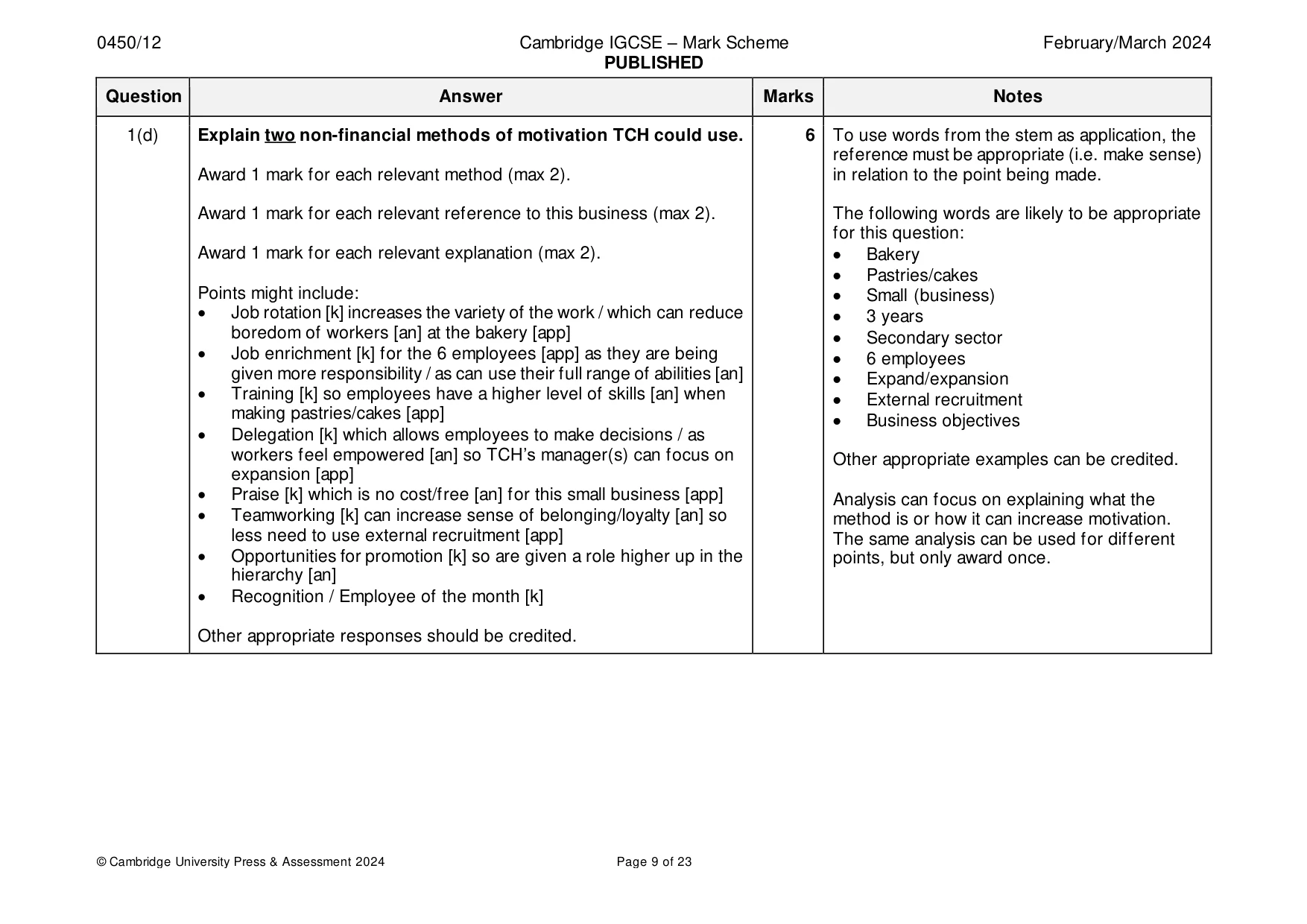 Mark scheme, page 9 of 23