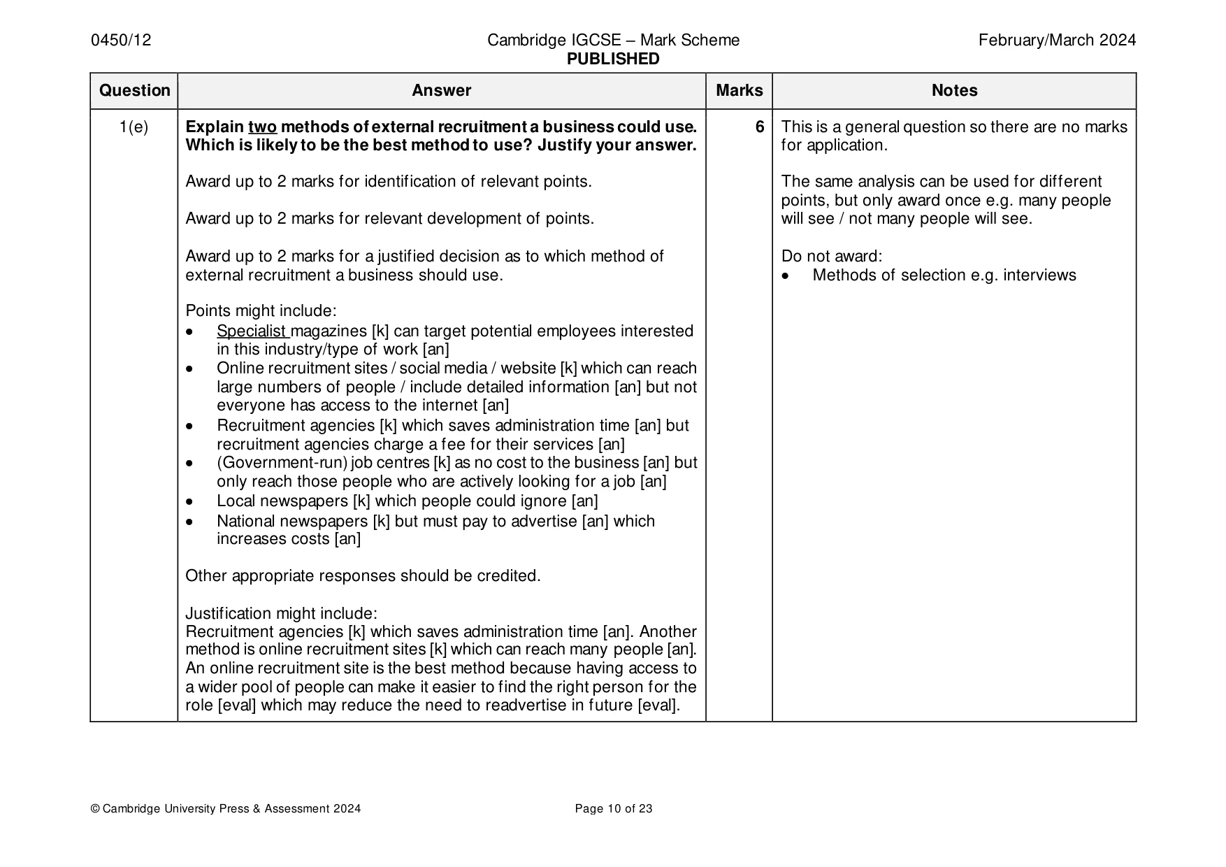 Mark scheme, page 10 of 23