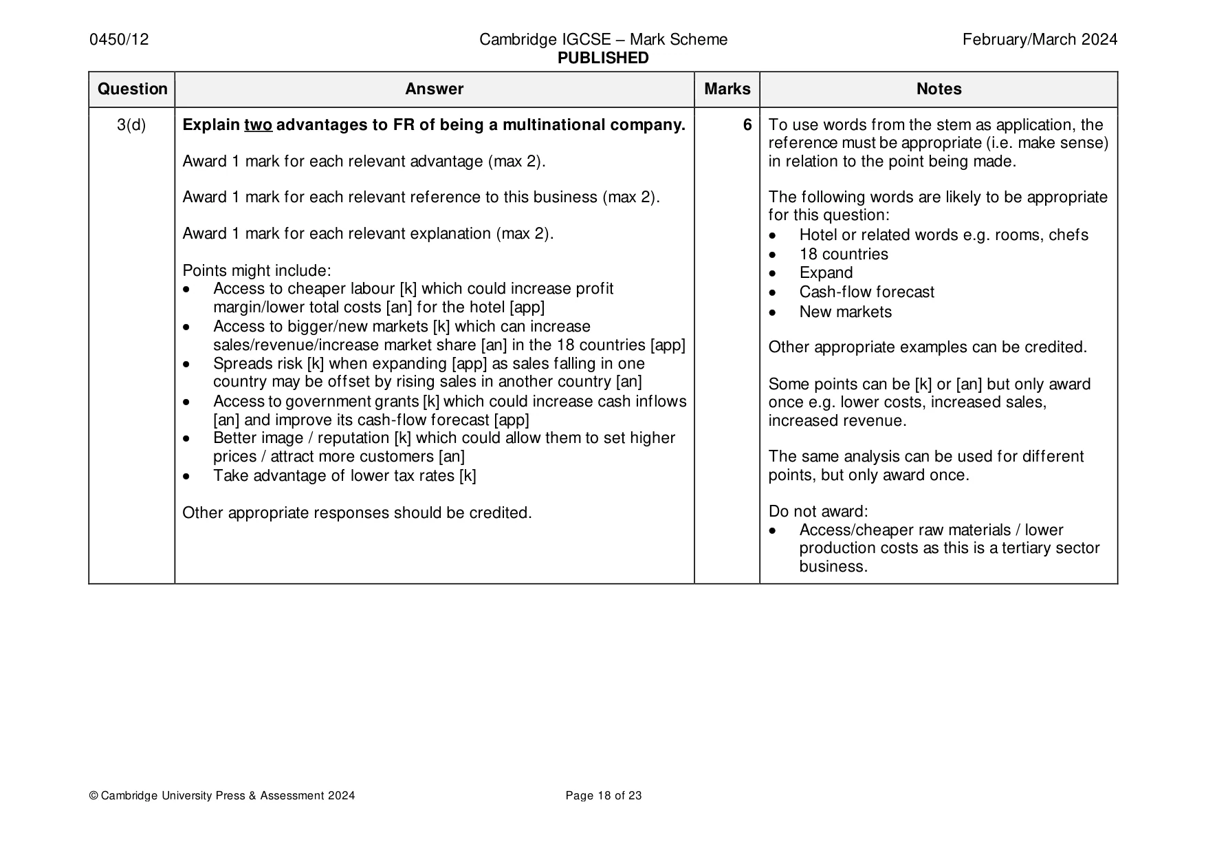 Mark scheme, page 18 of 23
