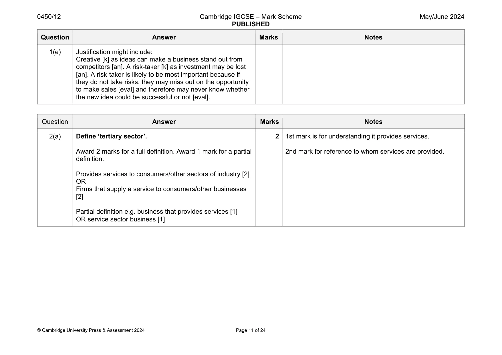 Mark scheme, page 11 of 24