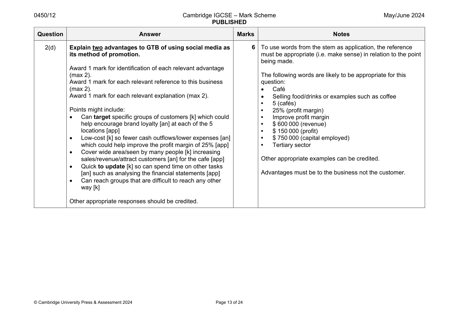 Mark scheme, page 13 of 24
