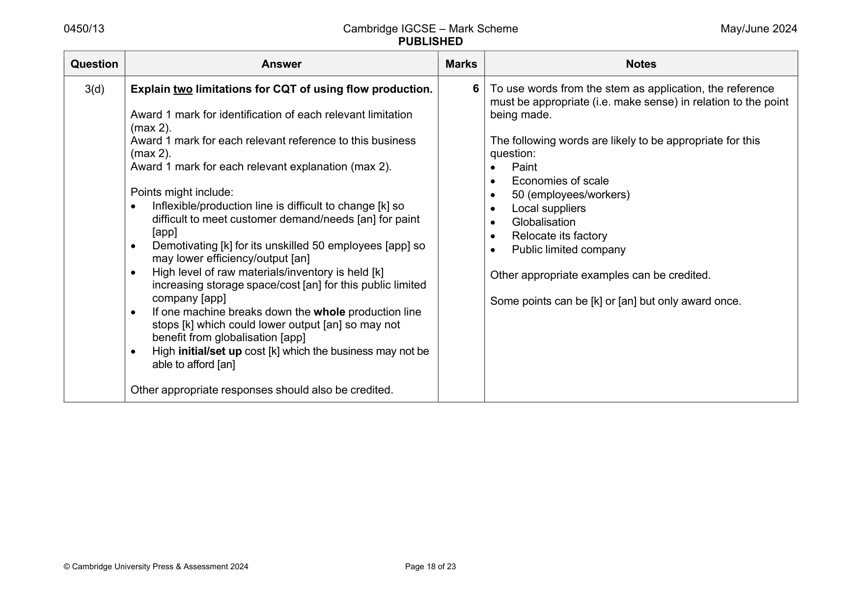 Mark scheme, page 18 of 23