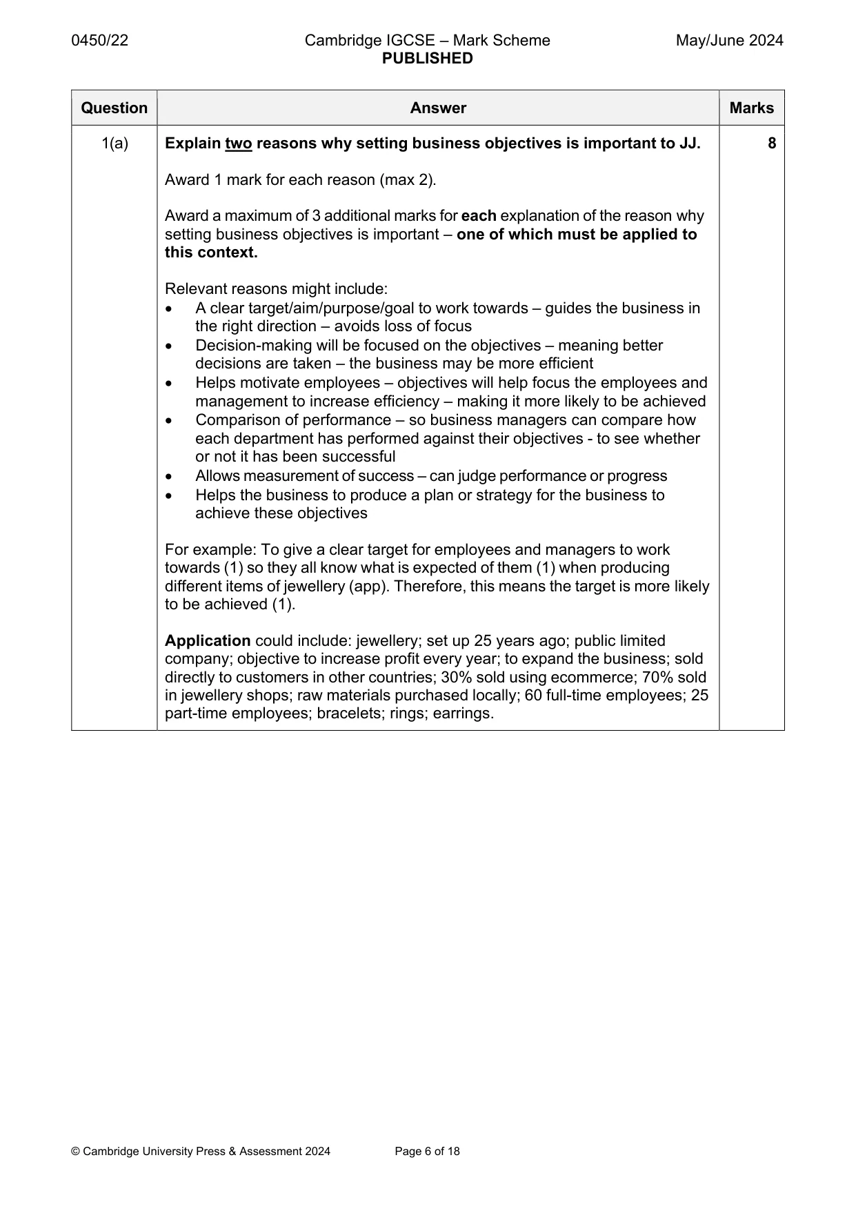 Mark scheme, page 6 of 18