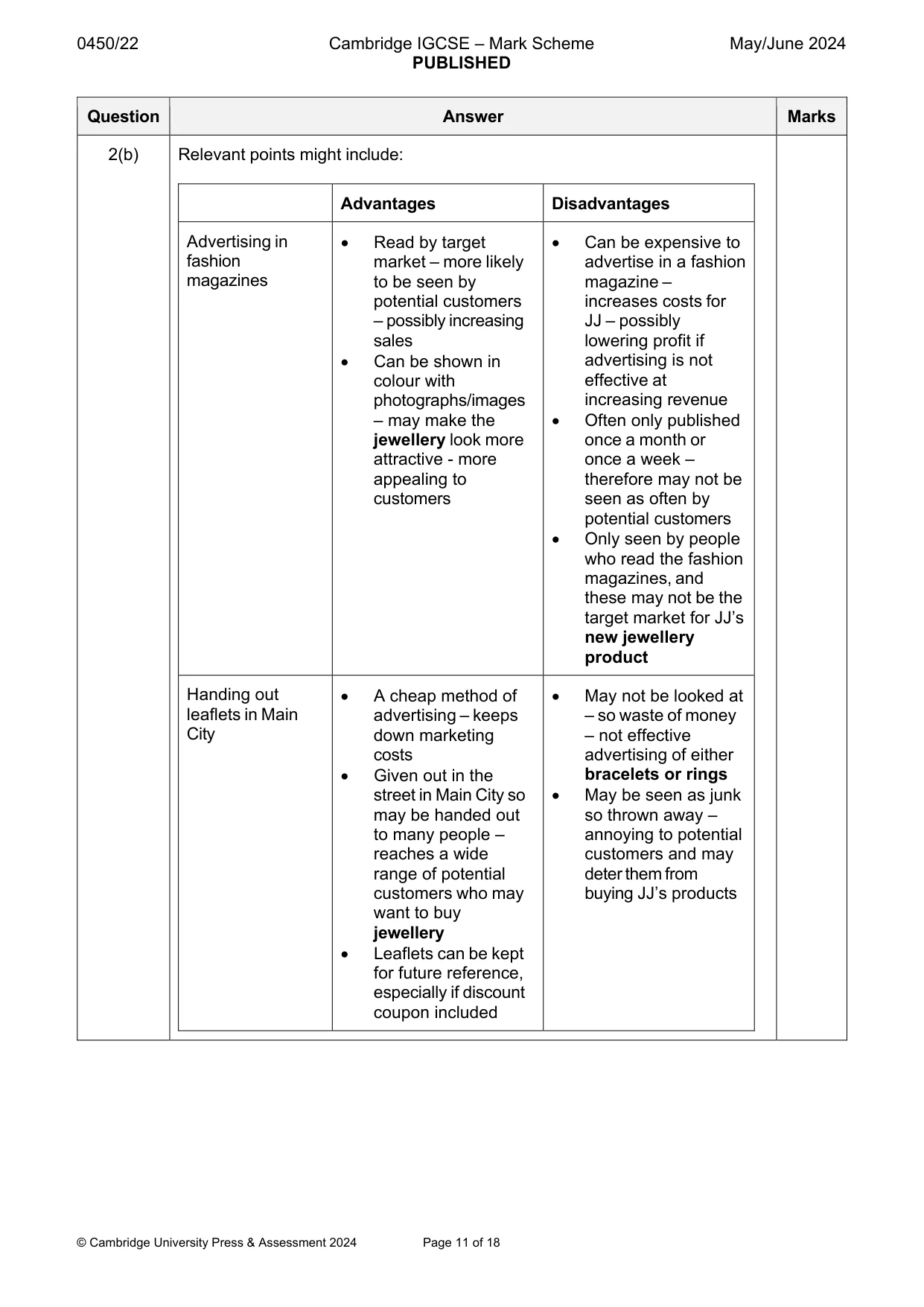 Mark scheme, page 11 of 18