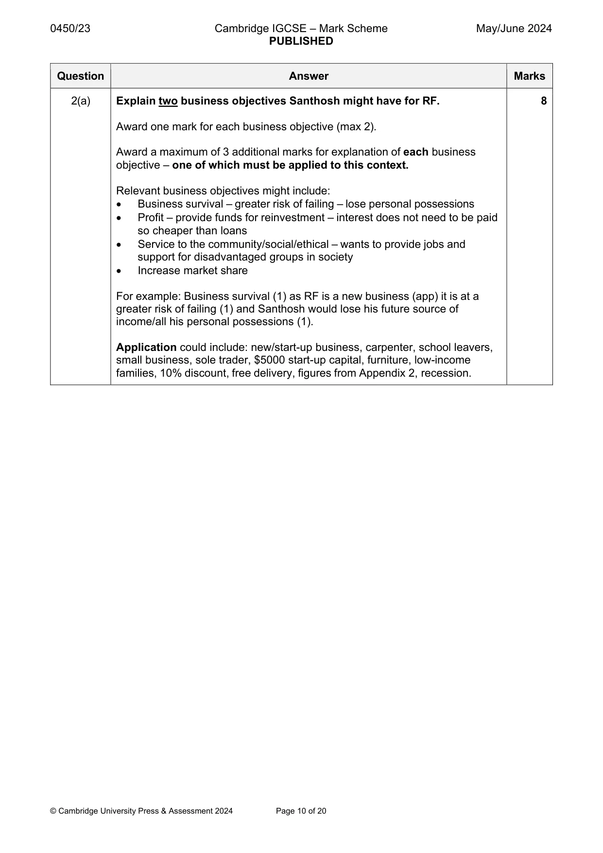 Mark scheme, page 10 of 20