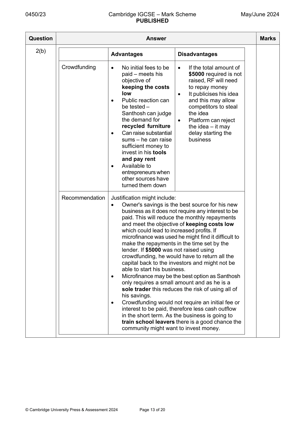 Mark scheme, page 13 of 20