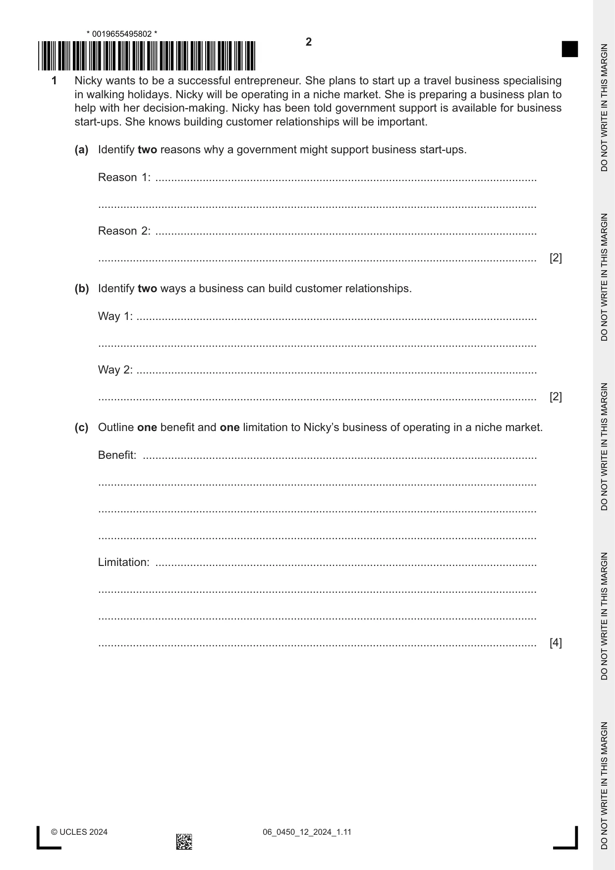 Cambridge IGCSE Business Studies 0450 2024 May/June Paper 1 · Variant 2 question paper, page 2 of 12