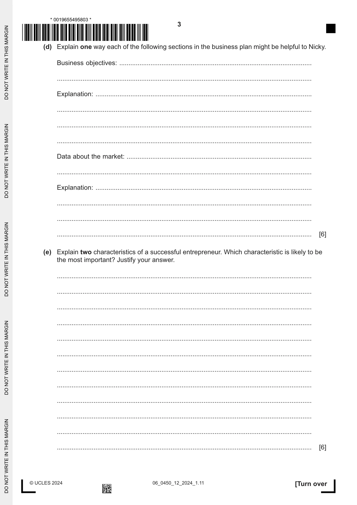 Cambridge IGCSE Business Studies 0450 2024 May/June Paper 1 · Variant 2 question paper, page 3 of 12