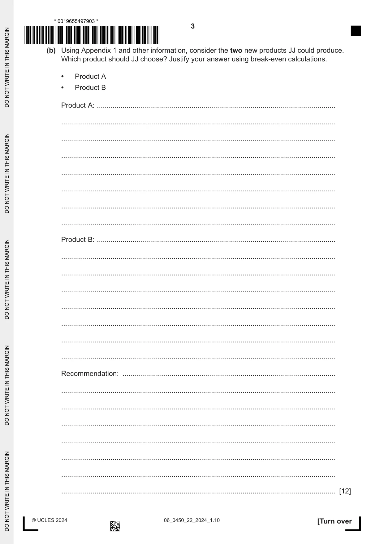 Cambridge IGCSE Business Studies 0450 2024 May/June Paper 2 · Variant 2 question paper, page 3 of 12