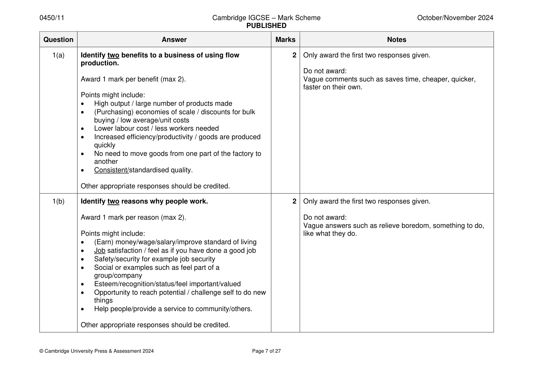 Mark scheme, page 7 of 27