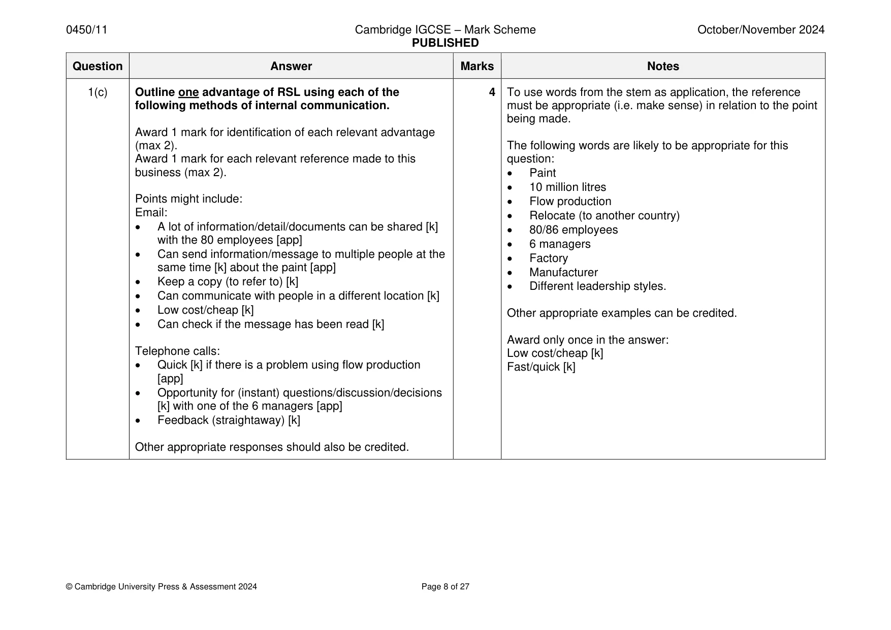 Mark scheme, page 8 of 27