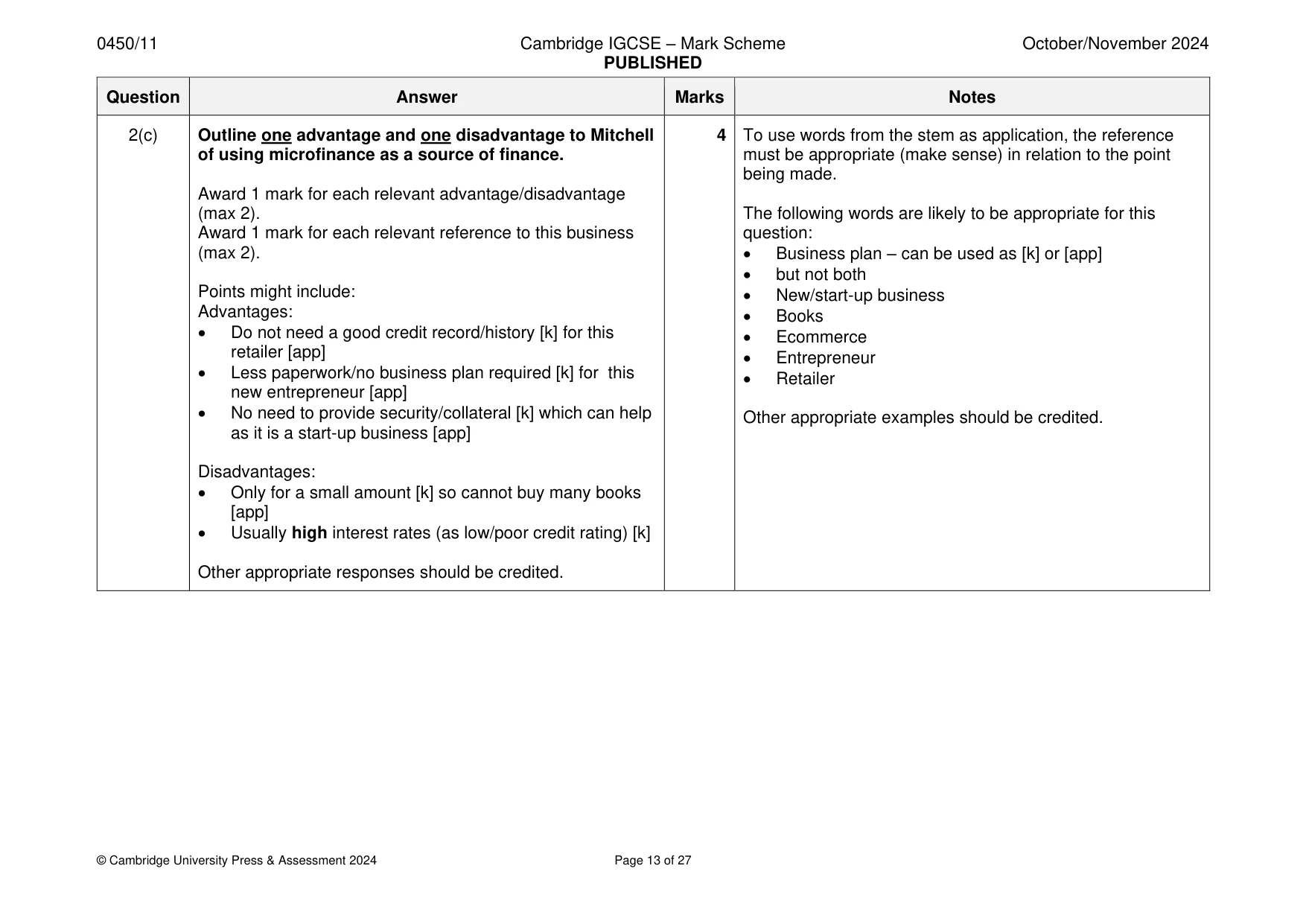 Mark scheme, page 13 of 27
