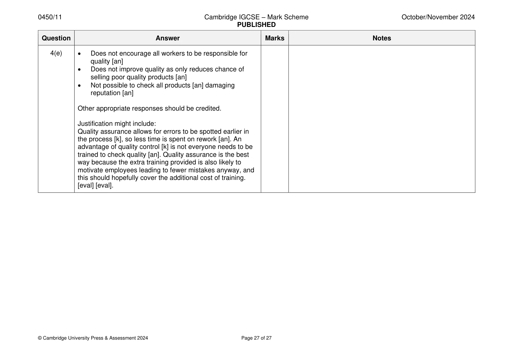 Mark scheme, page 27 of 27
