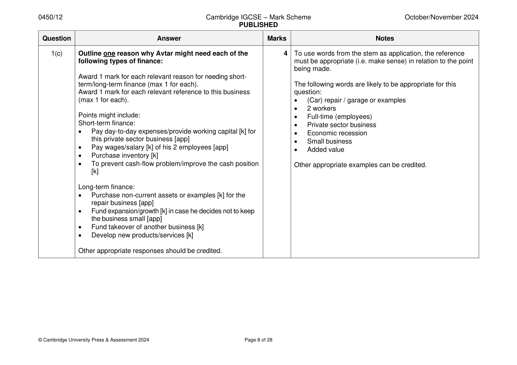 Mark scheme, page 8 of 28