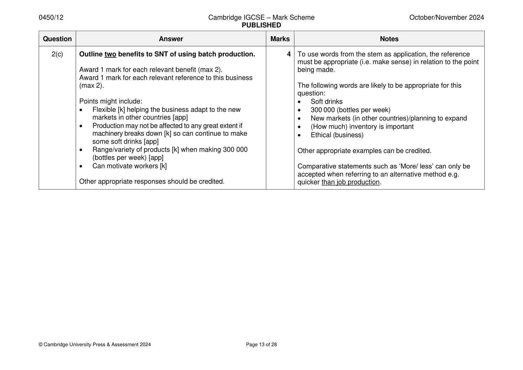Mark scheme, page 13 of 28