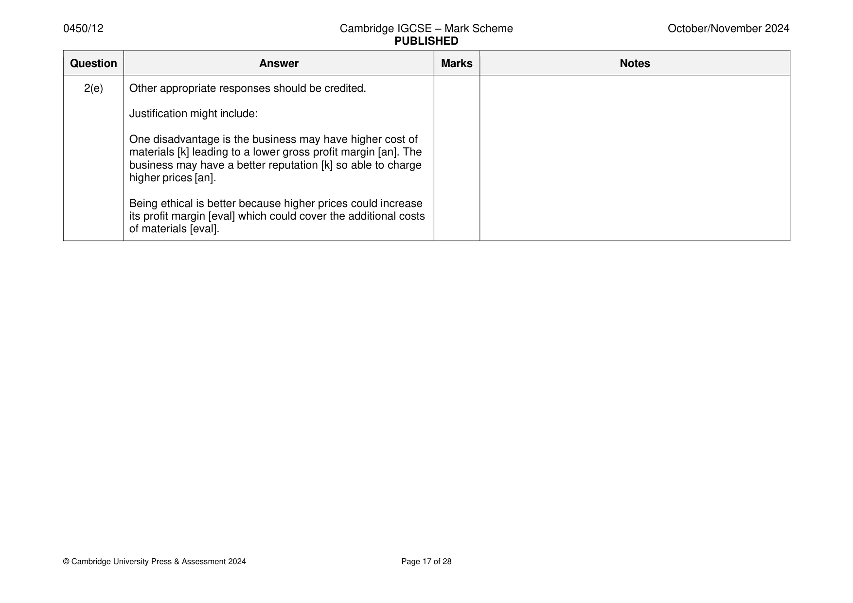 Mark scheme, page 17 of 28
