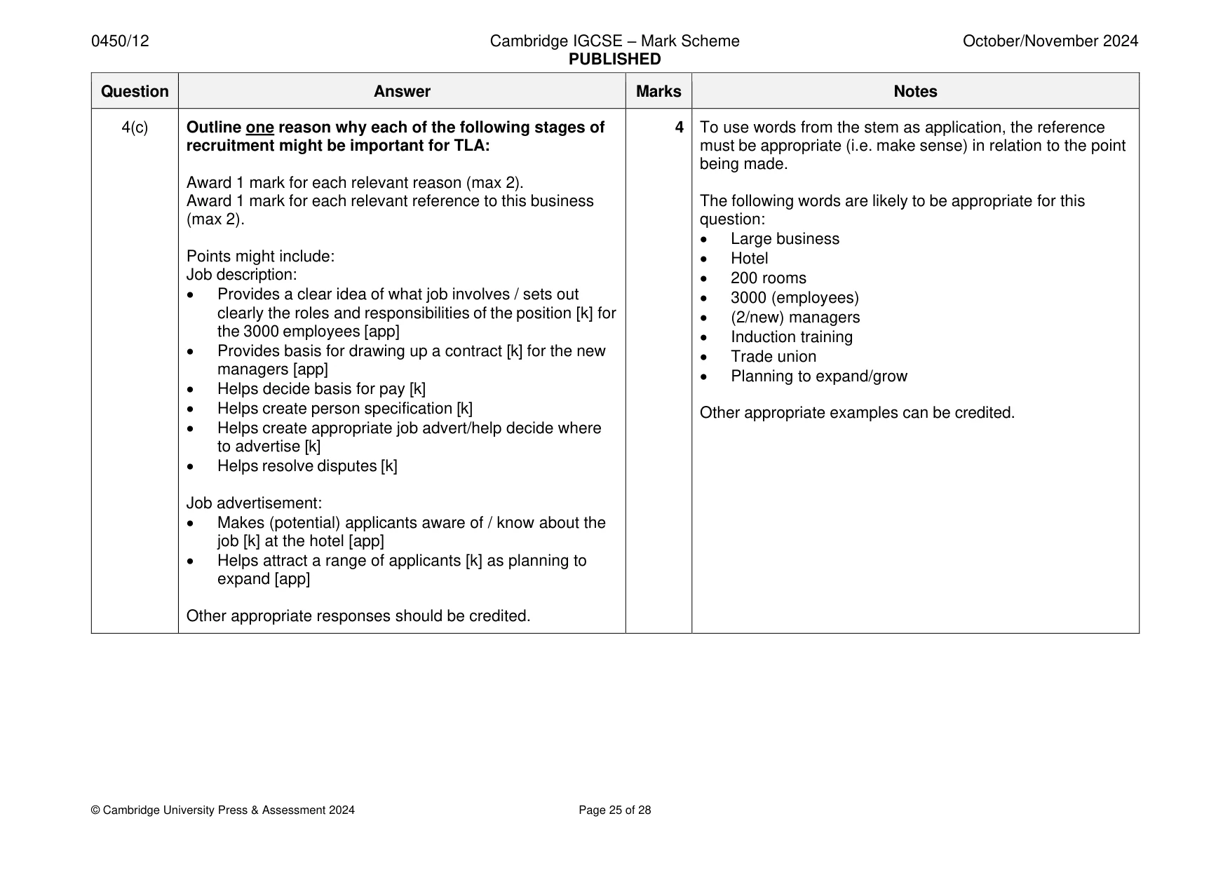 Mark scheme, page 25 of 28