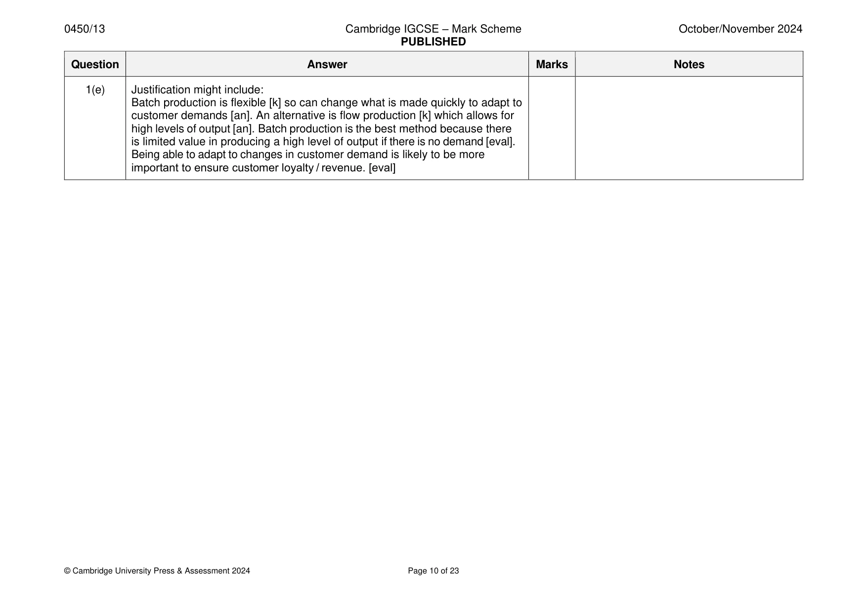 Mark scheme, page 10 of 23