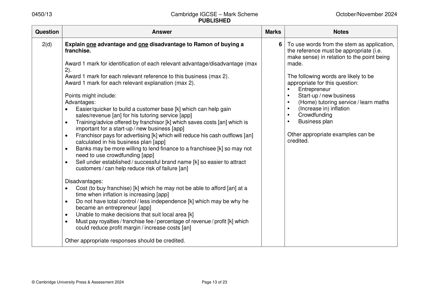 Mark scheme, page 13 of 23