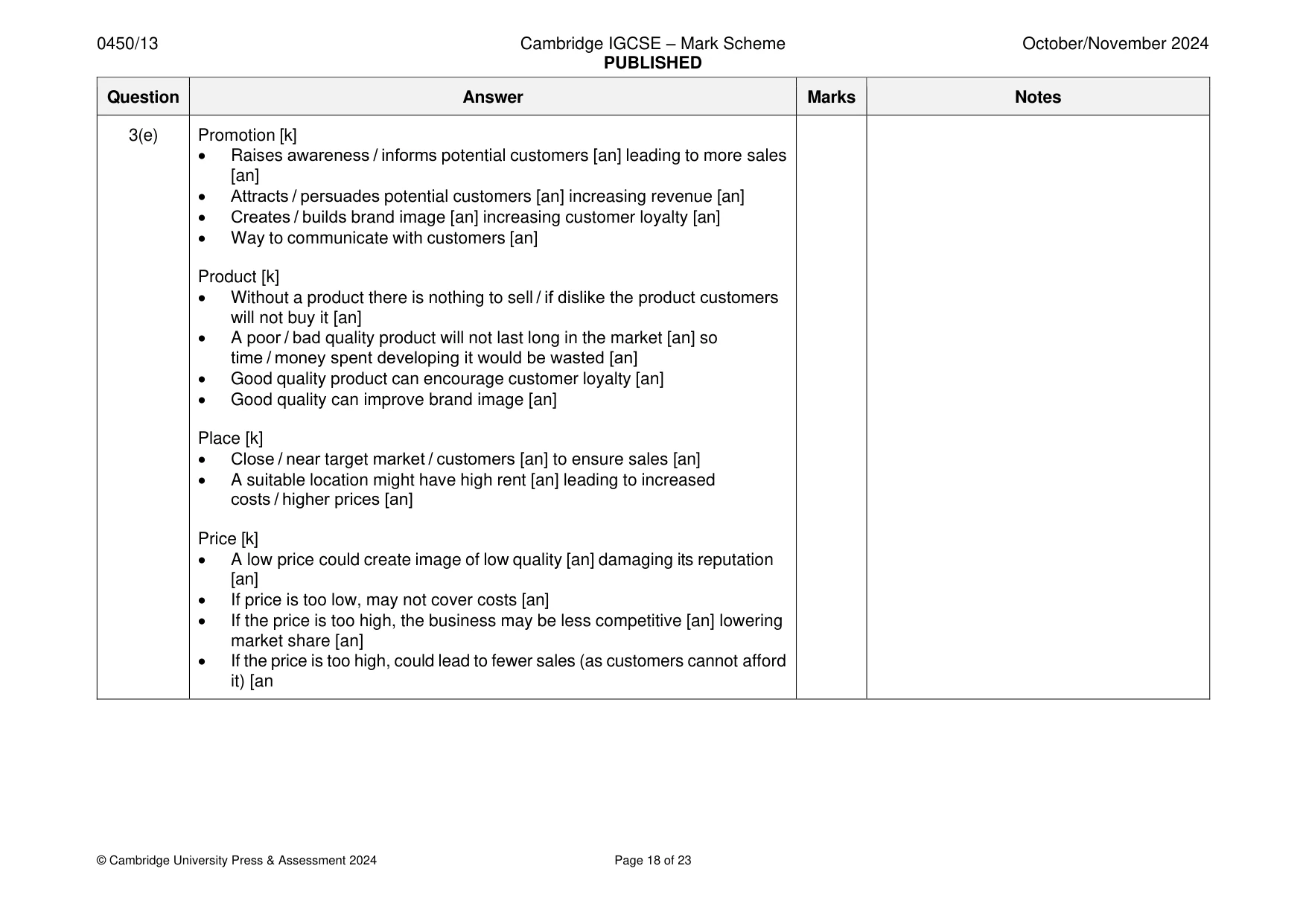 Mark scheme, page 18 of 23