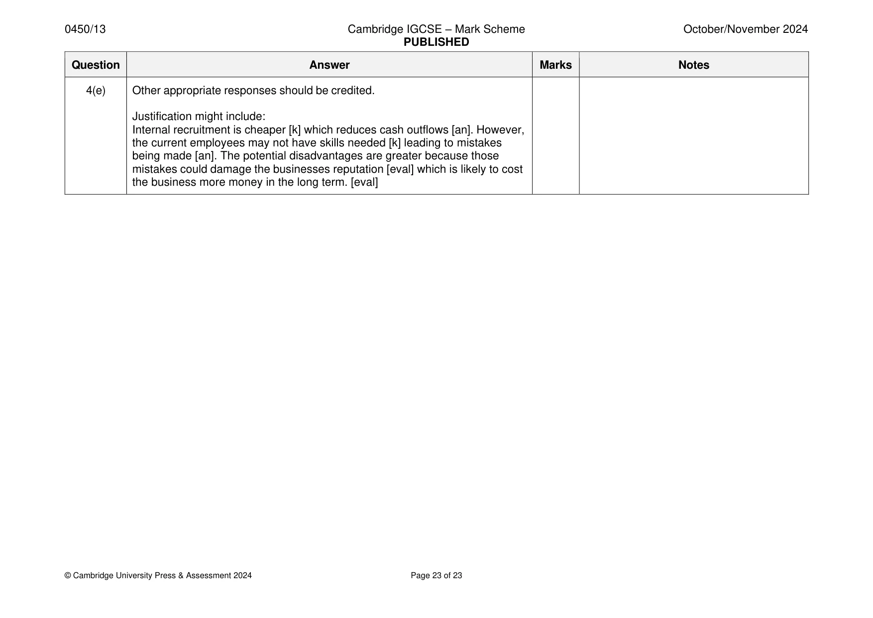 Mark scheme, page 23 of 23