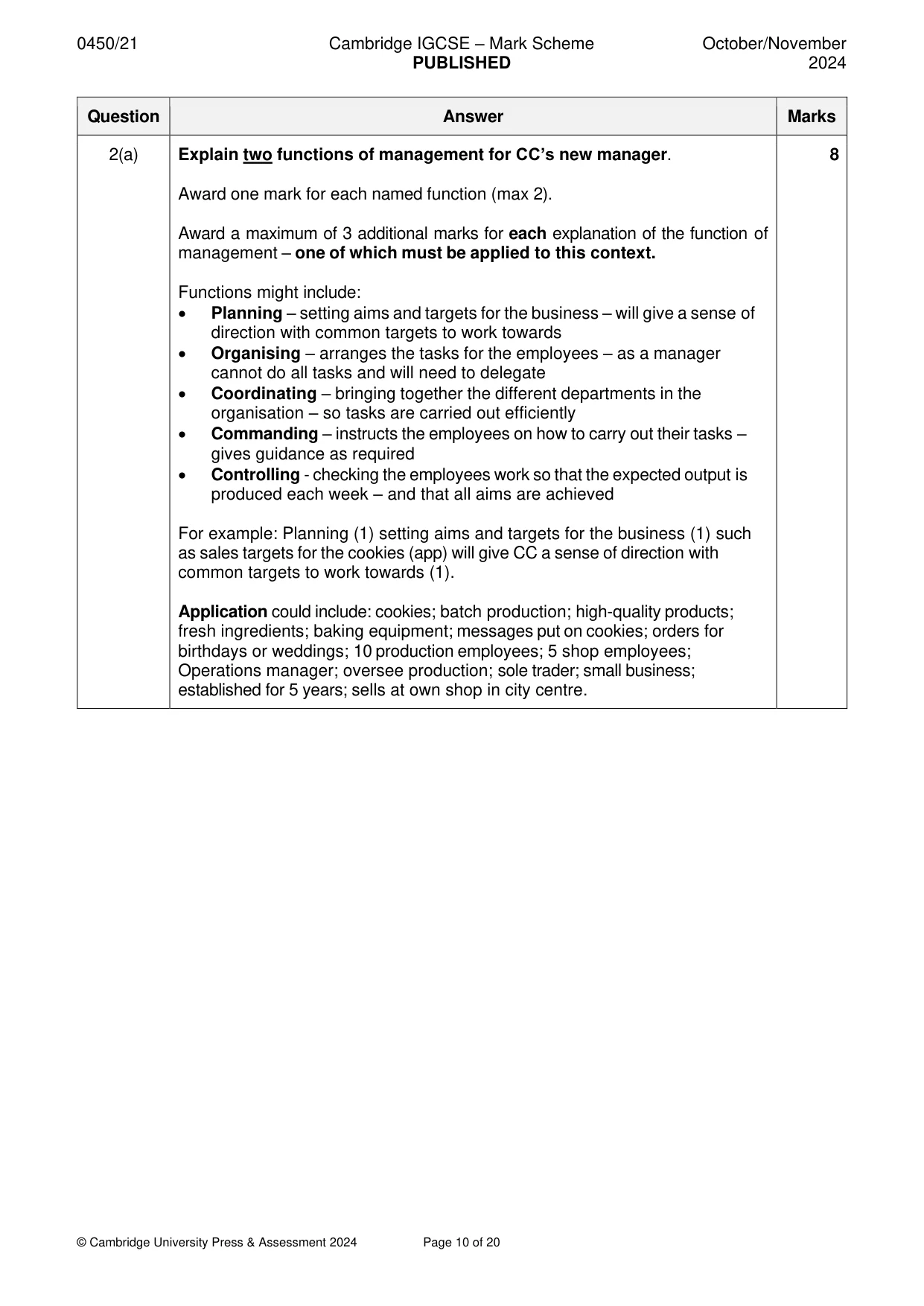 Mark scheme, page 10 of 20