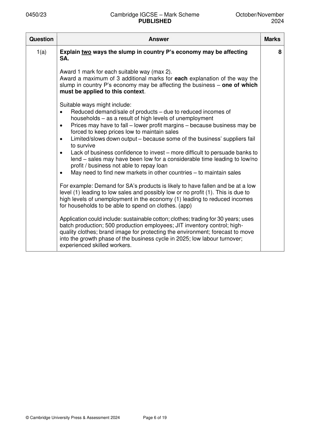 Mark scheme, page 6 of 19