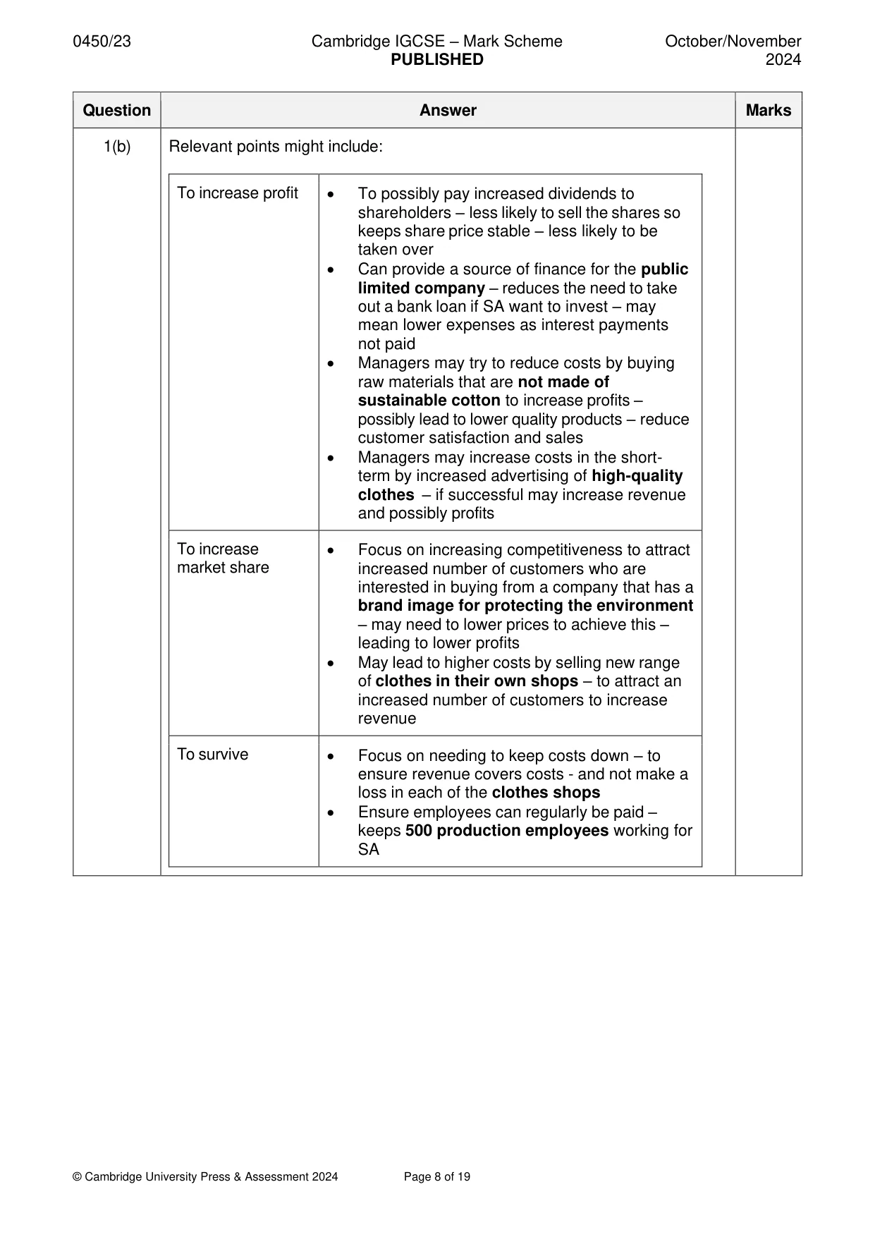 Mark scheme, page 8 of 19