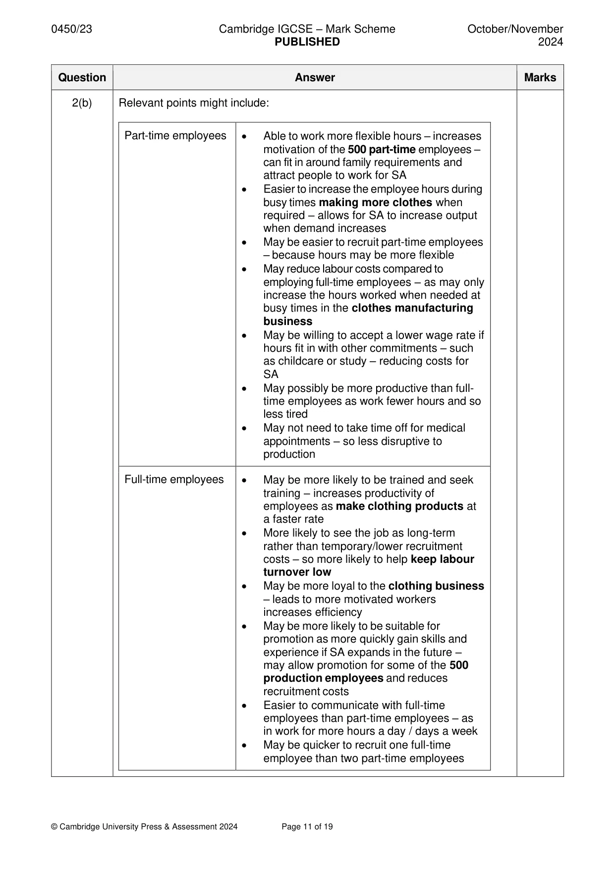 Mark scheme, page 11 of 19