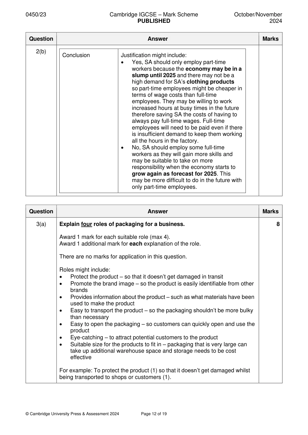 Mark scheme, page 12 of 19