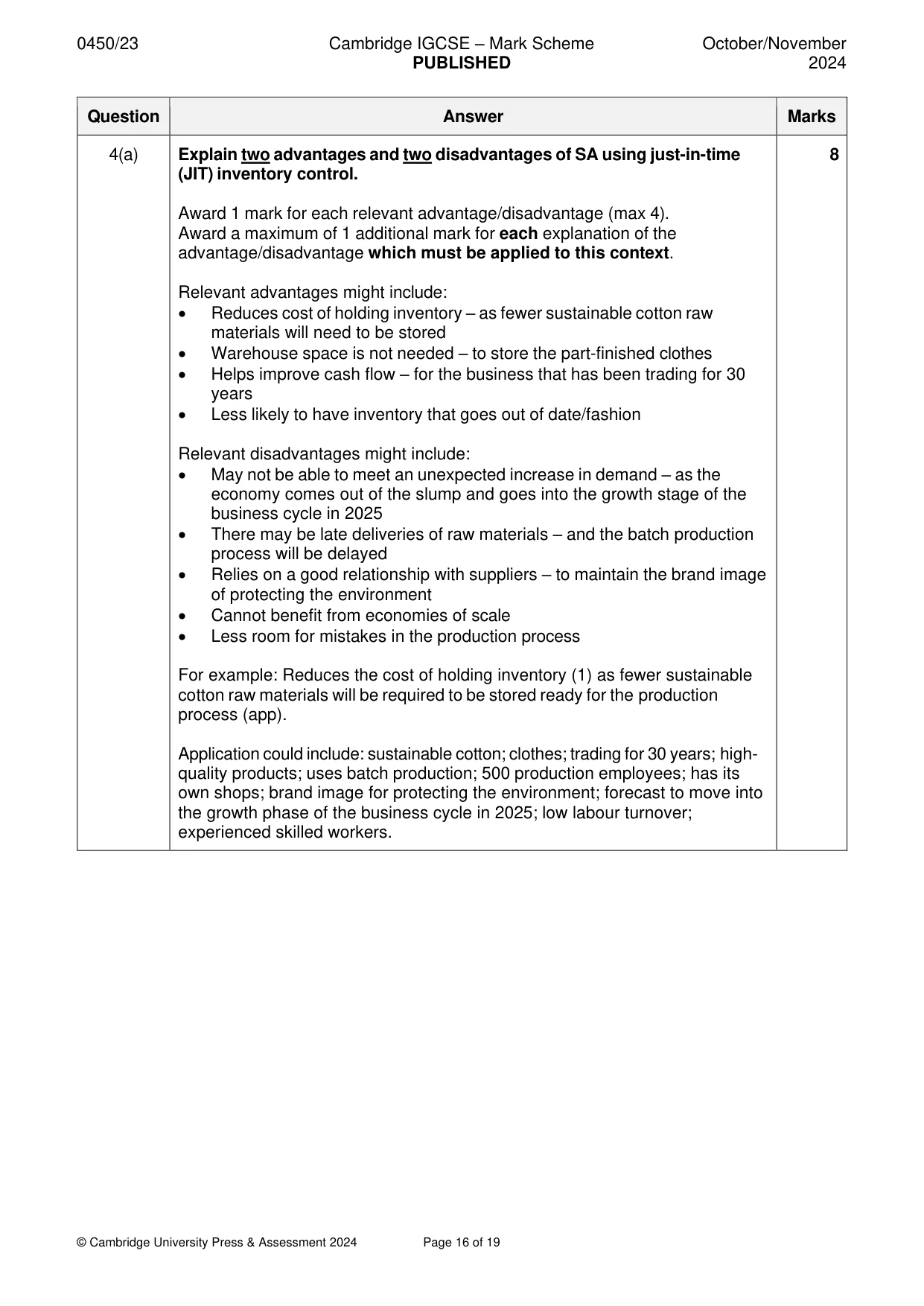 Mark scheme, page 16 of 19