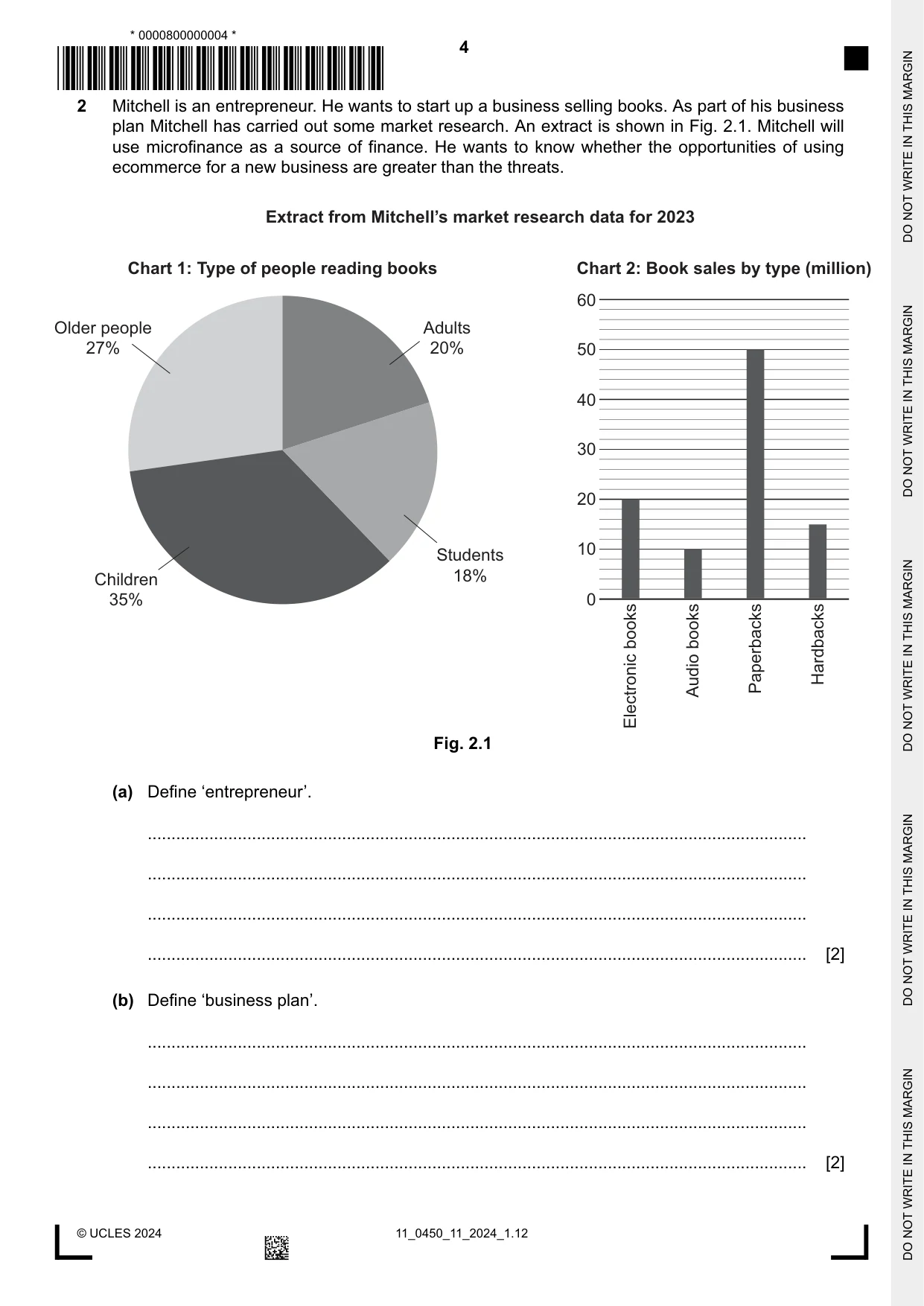 Cambridge IGCSE Business Studies 0450 2024 Oct/Nov Paper 1 · Variant 1 question paper, page 4 of 12