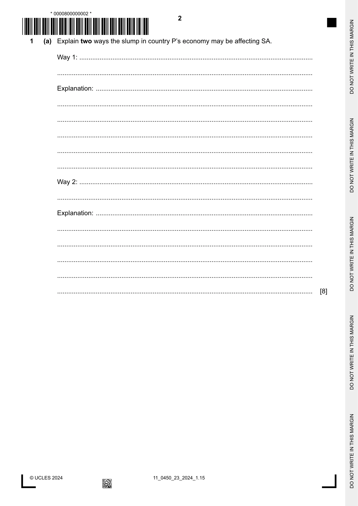 Cambridge IGCSE Business Studies 0450 2024 Oct/Nov Paper 2 · Variant 3 question paper, page 2 of 12