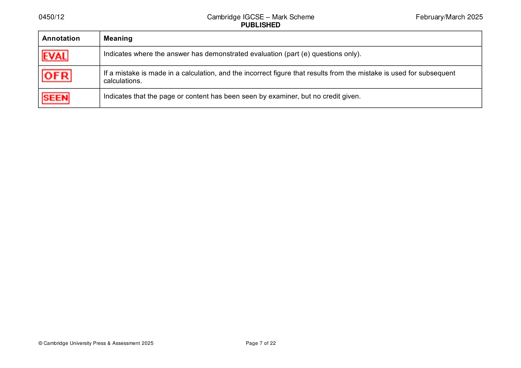Mark scheme, page 7 of 22