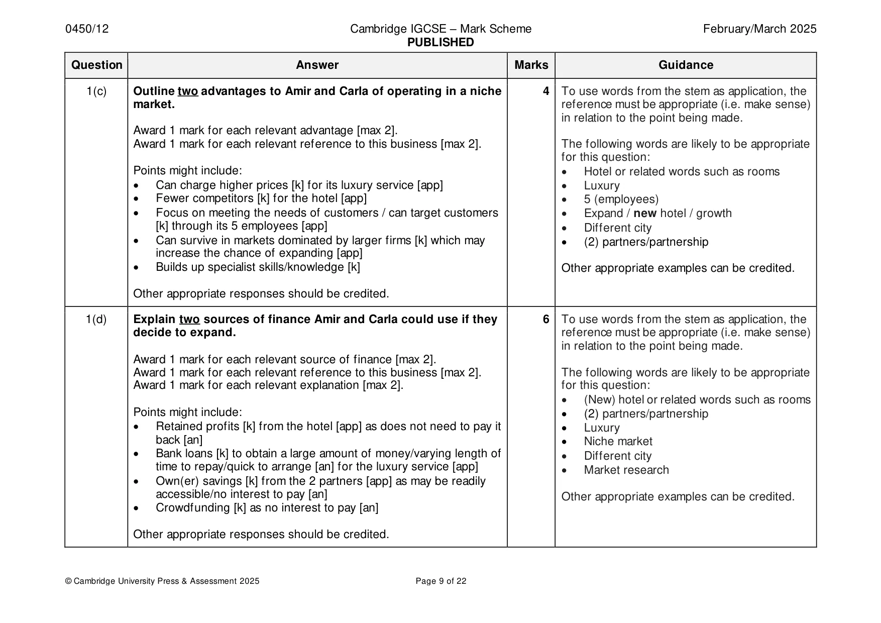 Mark scheme, page 9 of 22