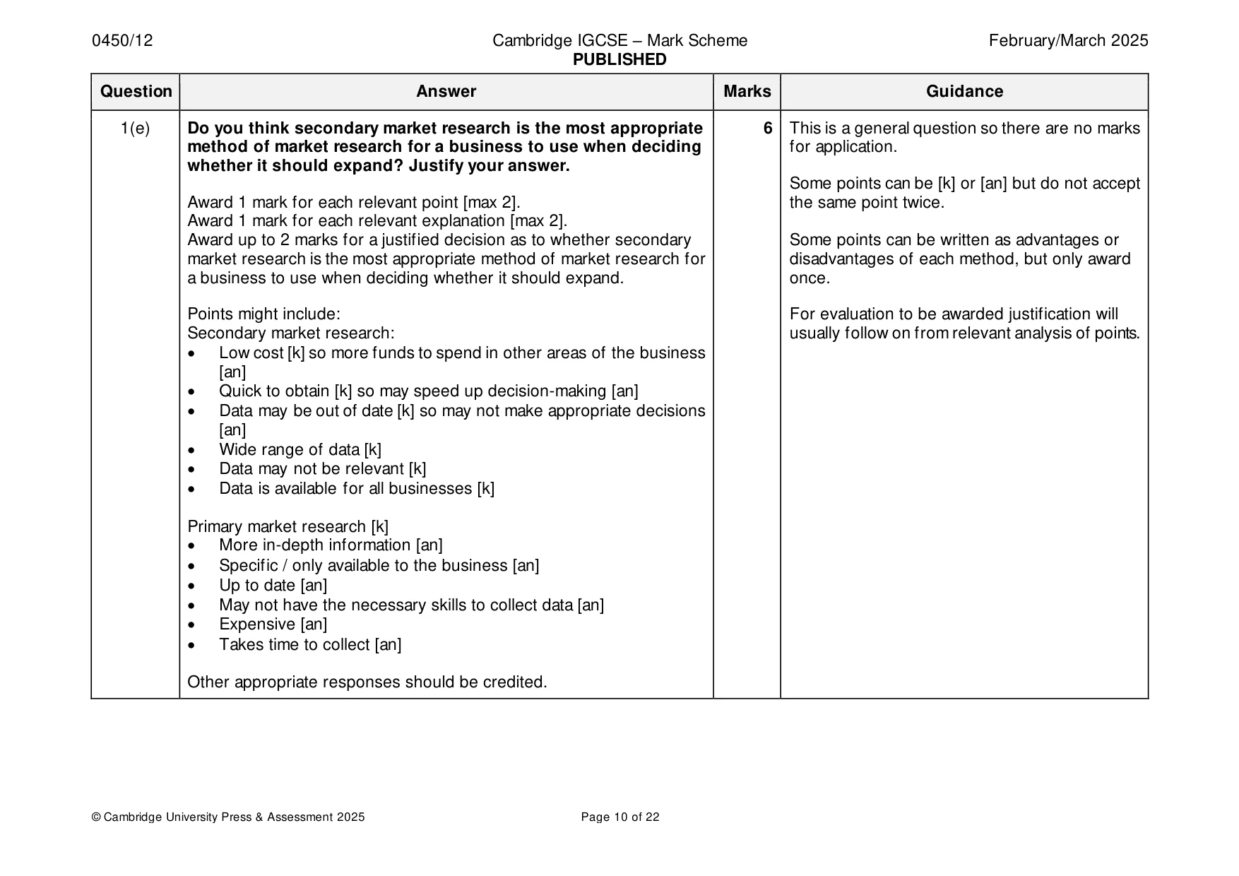 Mark scheme, page 10 of 22