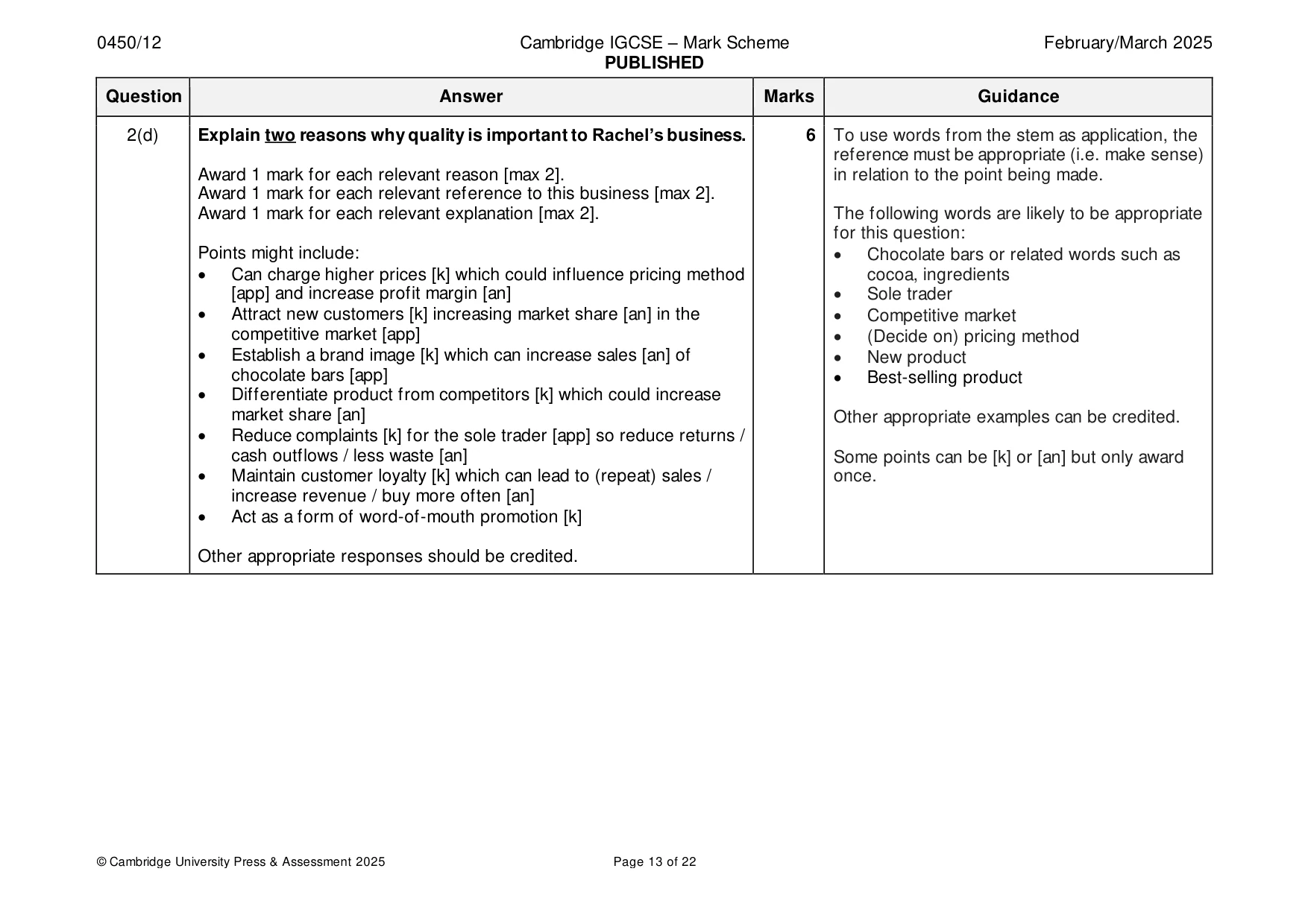 Mark scheme, page 13 of 22