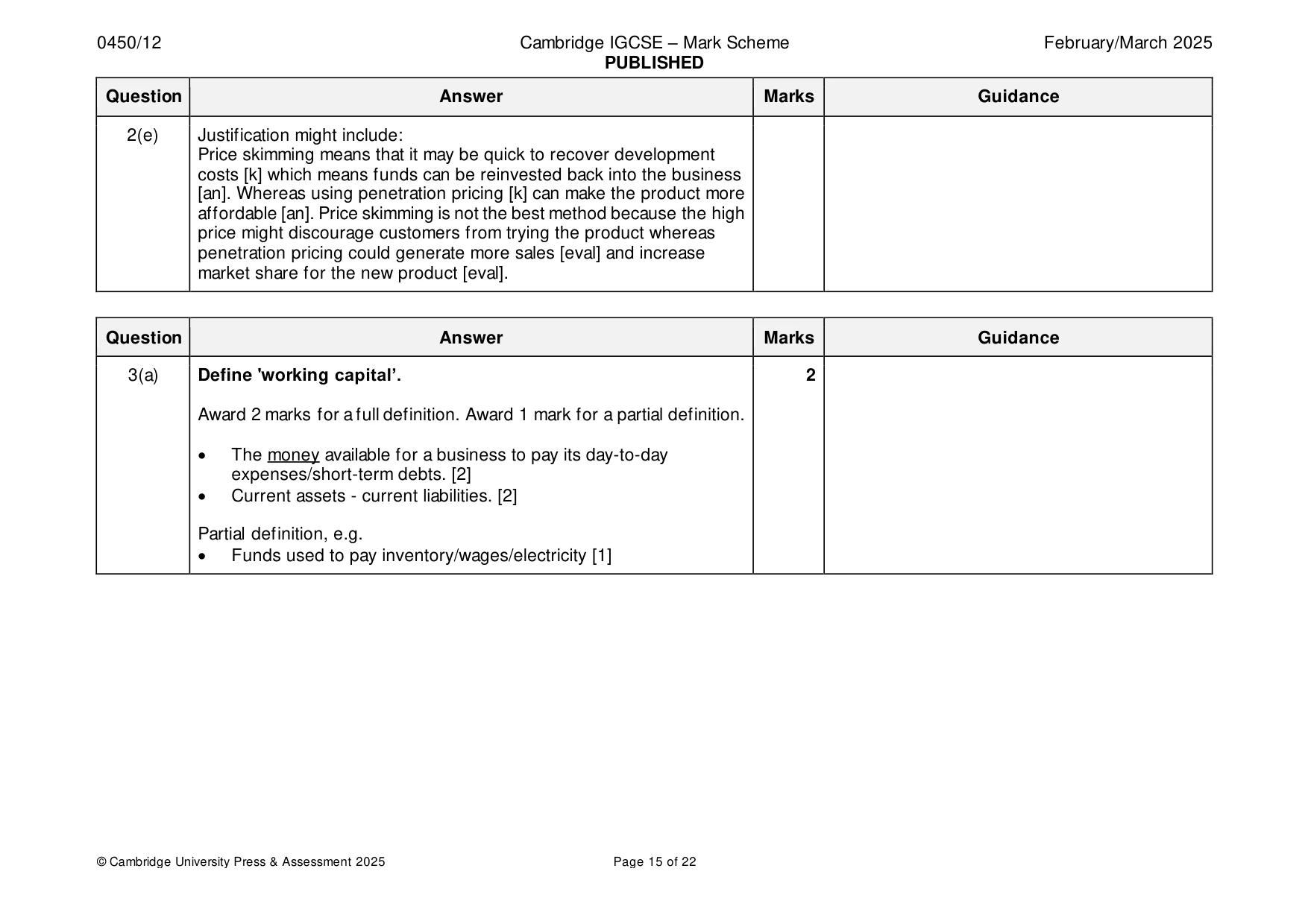 Mark scheme, page 15 of 22