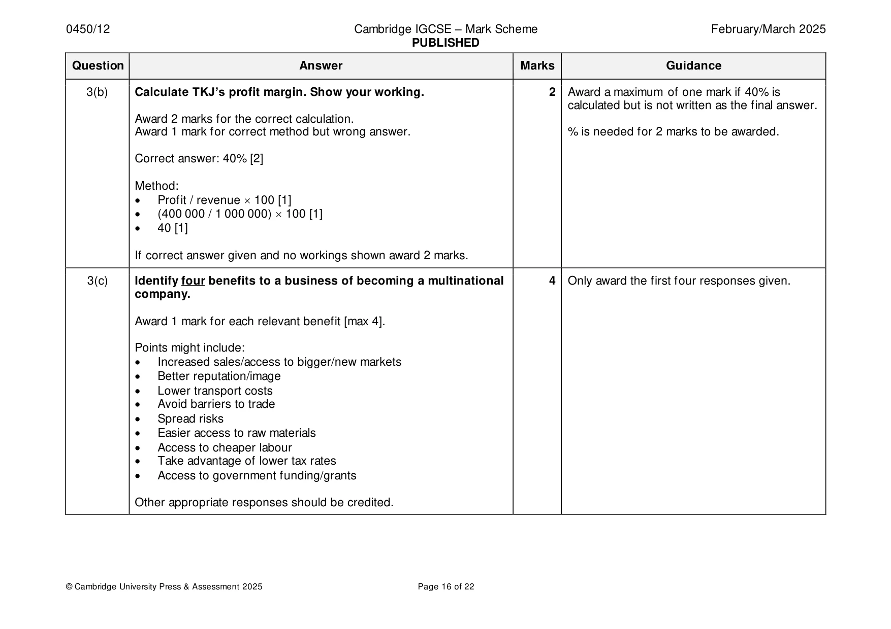 Mark scheme, page 16 of 22