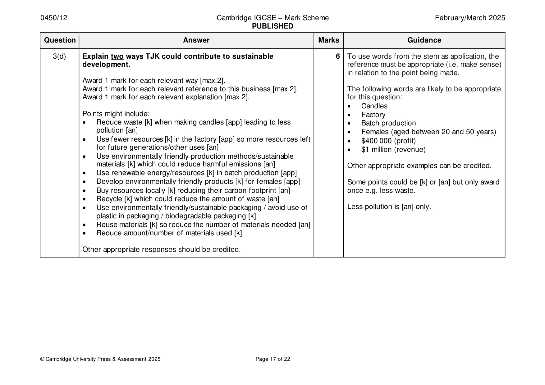 Mark scheme, page 17 of 22