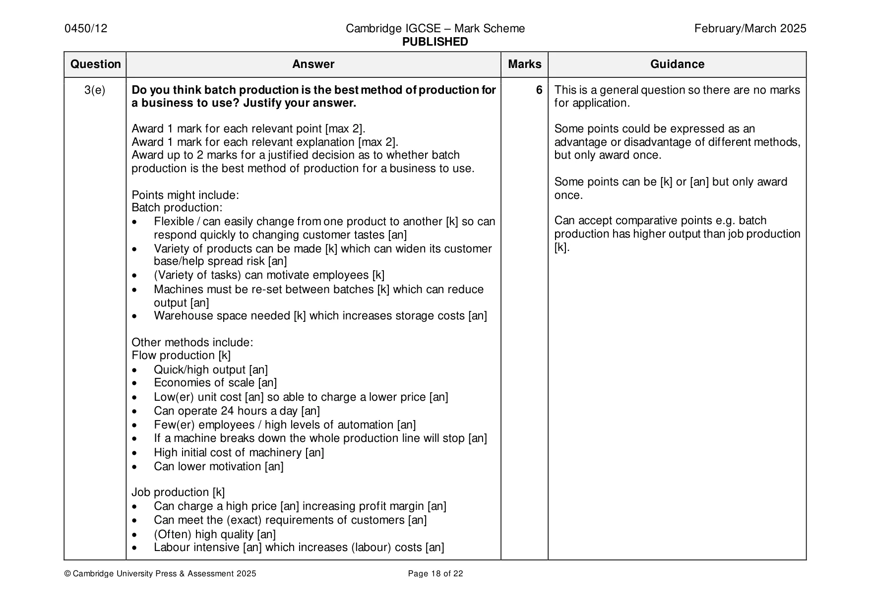 Mark scheme, page 18 of 22