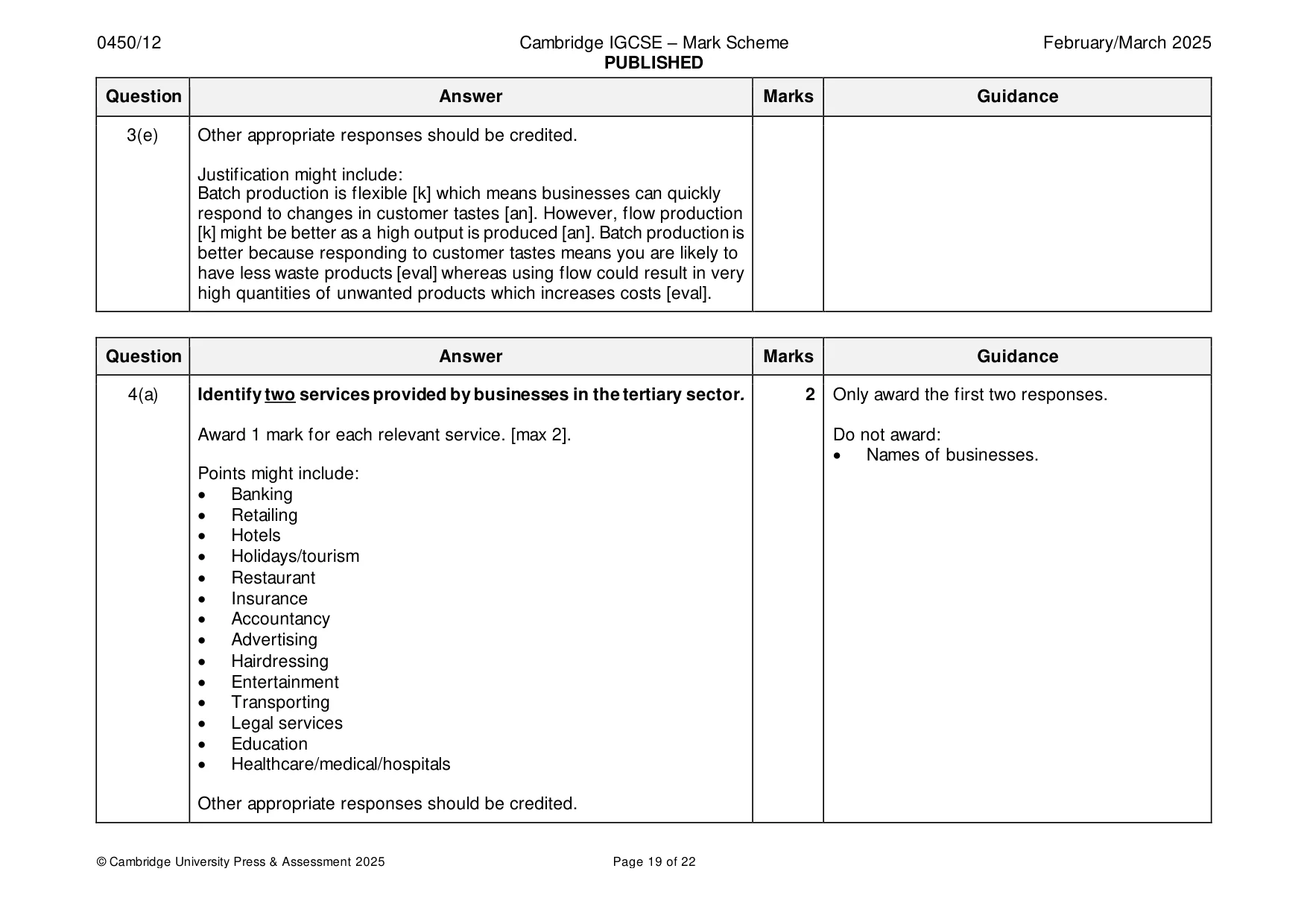 Mark scheme, page 19 of 22