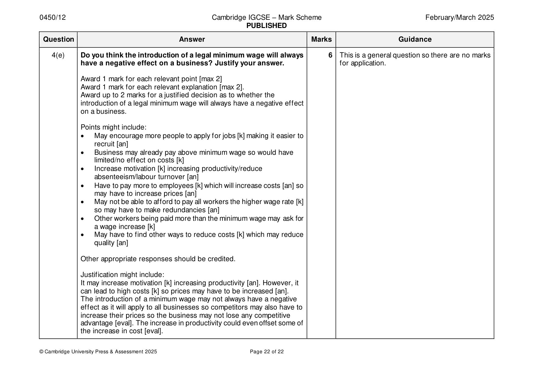 Mark scheme, page 22 of 22