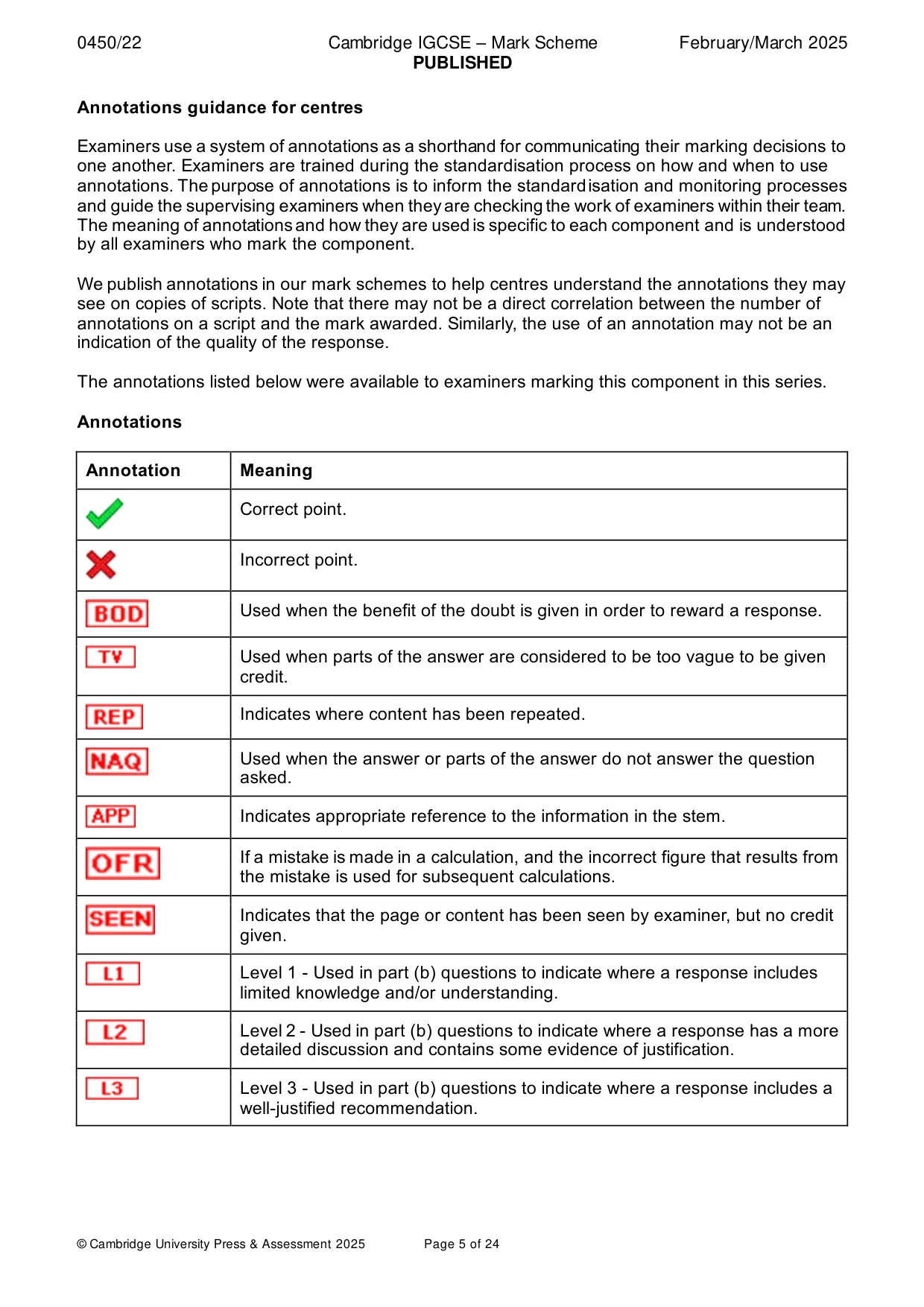Mark scheme, page 5 of 24