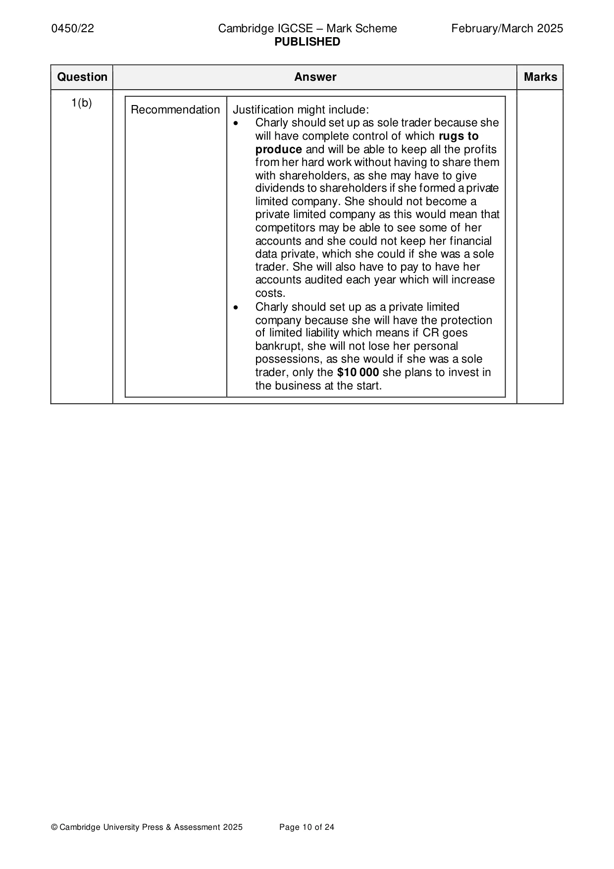 Mark scheme, page 10 of 24