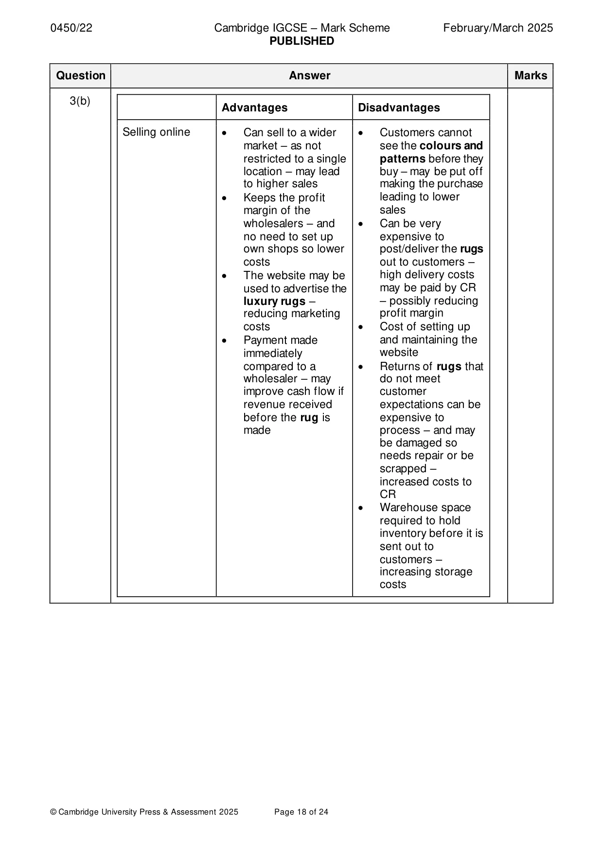 Mark scheme, page 18 of 24